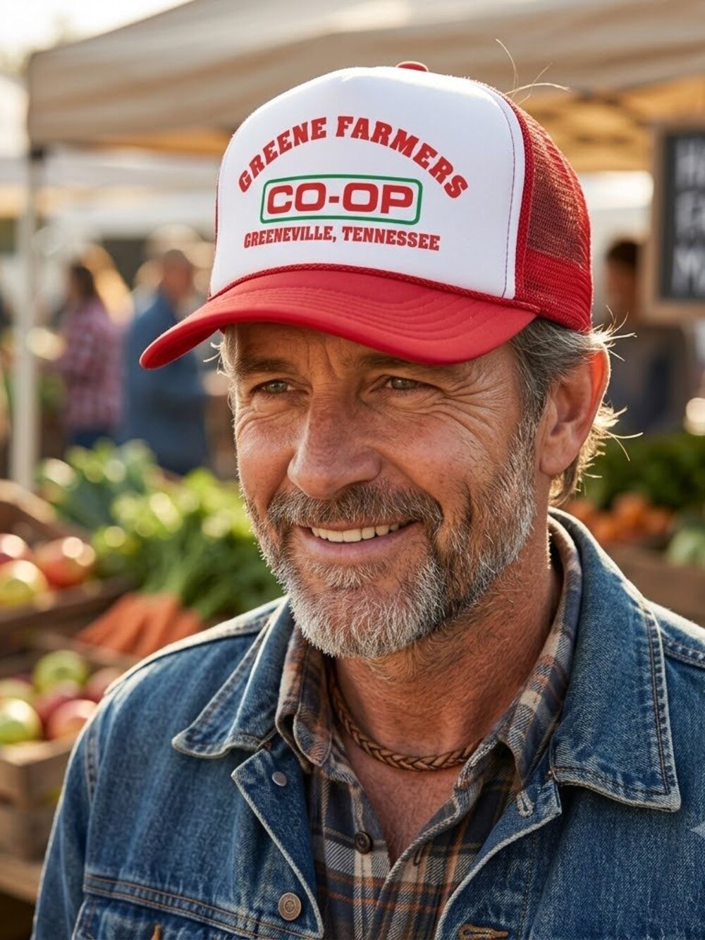 Greene Farmers CO-OP Hat Tennessee Vintage Foam Trucker Cap Mesh Snapback Red Ne
